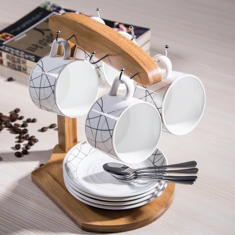 حامل أكواب خشبي طبيعي لطاولة المطبخ، منظف أكواب مستقر مع عرض أنيق - Image 3