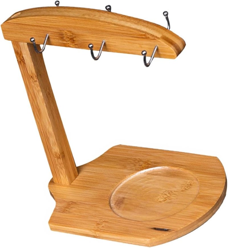 حامل أكواب خشبي طبيعي لطاولة المطبخ، منظف أكواب مستقر مع عرض أنيق - Image 1