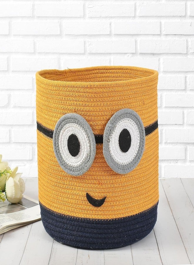 DOLCE CASA Kids Lid Basket With Beautiful Characters - Rope Storage Basket For Baby Diaper, Stuffed Animal Storage Bin Rope Basket For Kids Toy, Baby Laundry Baskets with Lid. (Yellow Minnion) - Image 3