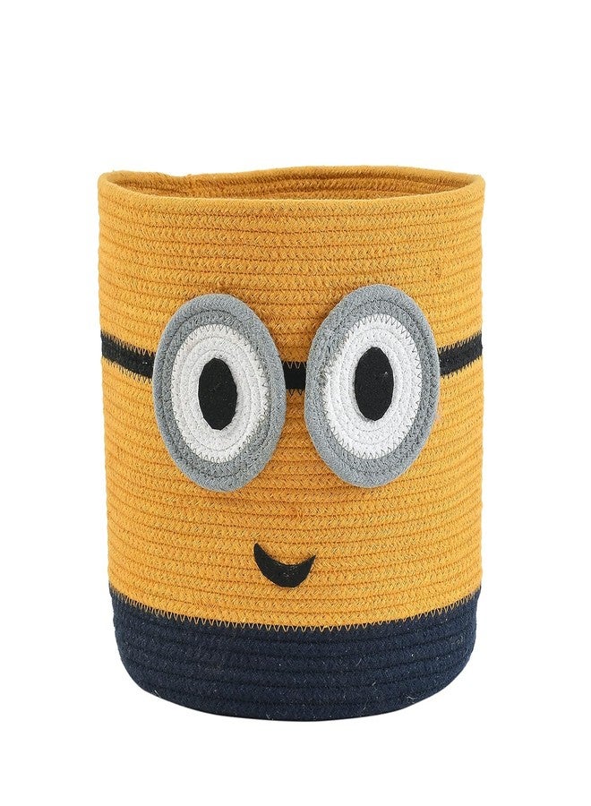 DOLCE CASA Kids Lid Basket With Beautiful Characters - Rope Storage Basket For Baby Diaper, Stuffed Animal Storage Bin Rope Basket For Kids Toy, Baby Laundry Baskets with Lid. (Yellow Minnion) - Image 1