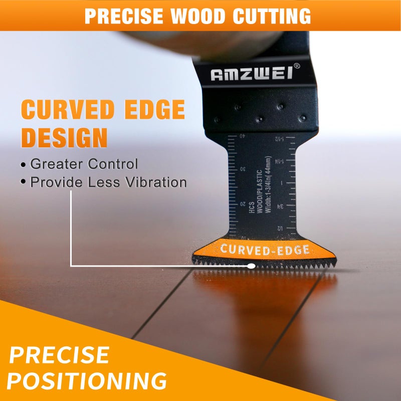 Amzwei 100Pcs Titanium Oscillating Tool Blades  Professional Curved Edge Saw Blades Metal Wood Plastic Cuts 4 Types Quick Release Multi Tool Blades Compatible With Dewalt Milwaukee Ryobi Rockwell - Image 3