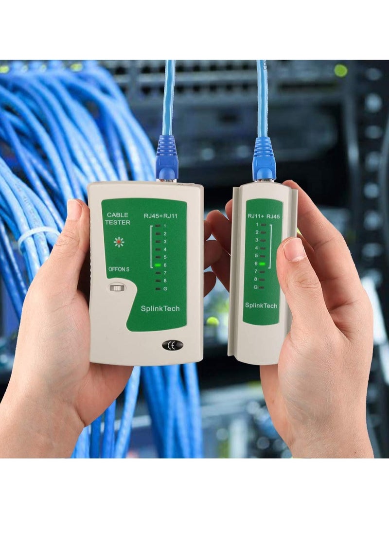 مجموعة أدوات تجعيد إيثرنت وأداة قص وتجريد موصلات RJ45 وأداة قص وتجريد مع 20 موصلًا و20 غطاءً وأداة تجريد أسلاك الشبكة
