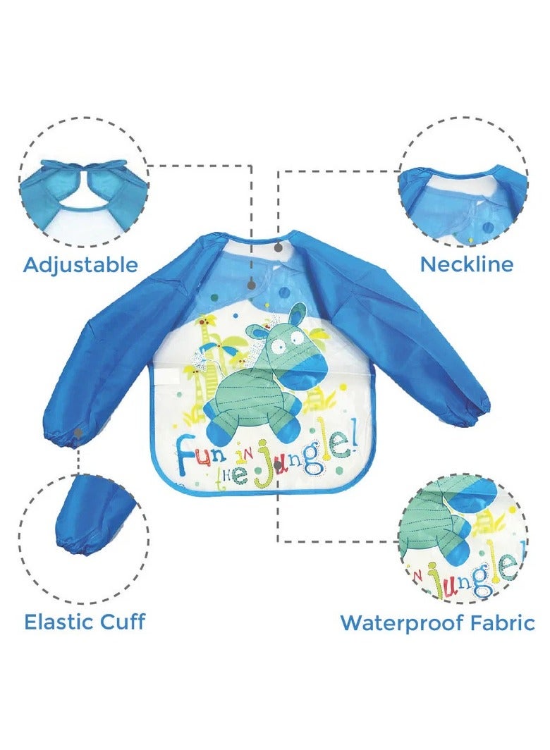 Polka Tots Full Sleeves Waterproof Apron Feeding Bib - Fun Jungle - Image 2