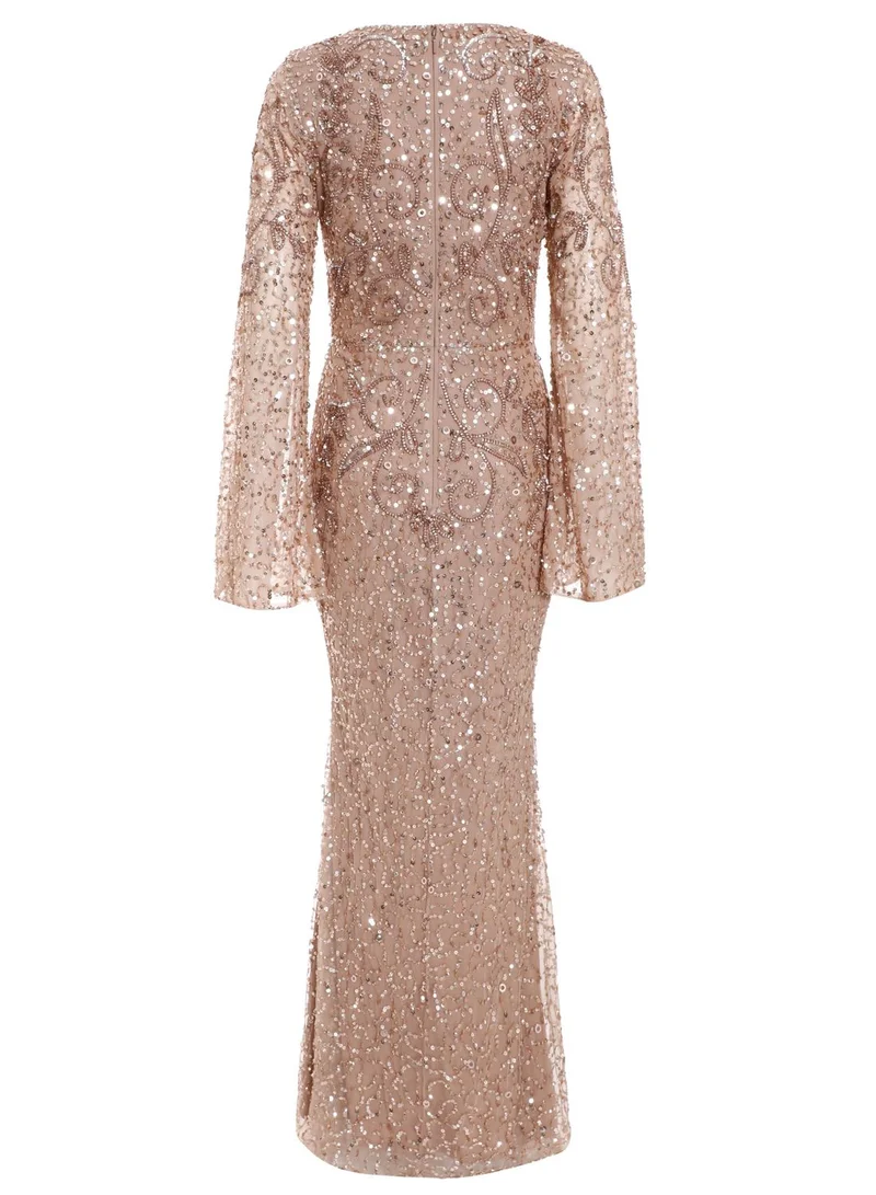 green emerald velvet dress Atticus Knit Maxi Dress with Sequin / Gold | Meshki