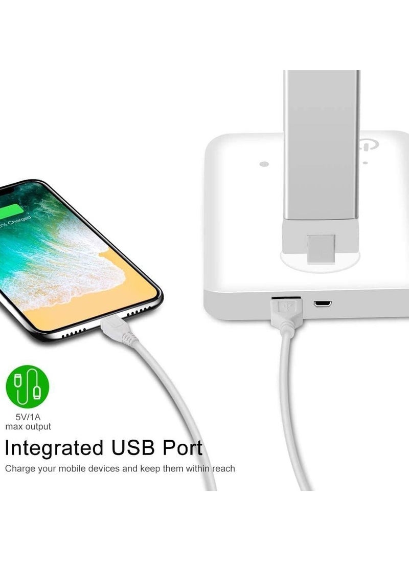 Generic - LED Desk Lamp with Wireless Charger, USB Charging Port, Desk Lighting with 5 Brightness Level,Dimmable Eye-Caring Reading Desk Light for Home, Office Lights, Touch Control, Auto Timer (White) - Image 1