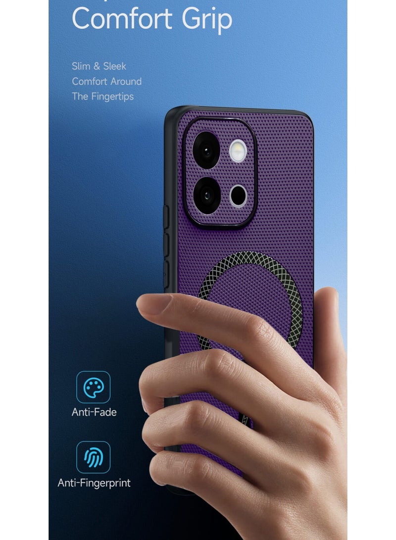 دبليو تيك غطاء هاتف OnePlus 13s 5G لعام 2025 يدعم الشحن اللاسلكي بغطاء مغناطيسي بنسيج من جلد PU (MCMPMN) - لون بنفسجي باطن - Image 2