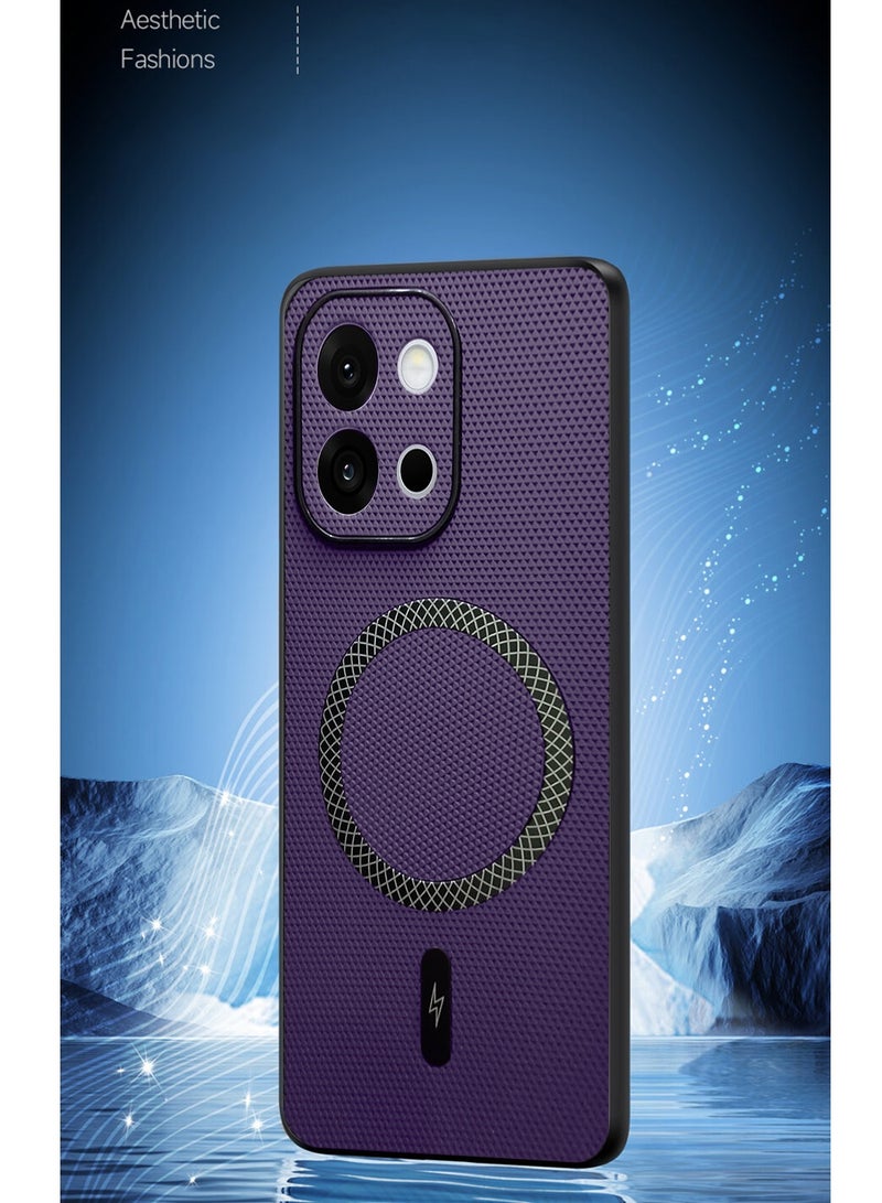 دبليو تيك غطاء هاتف OnePlus 13s 5G لعام 2025 يدعم الشحن اللاسلكي بغطاء مغناطيسي بنسيج من جلد PU (MCMPMN) - لون بنفسجي باطن - Image 4