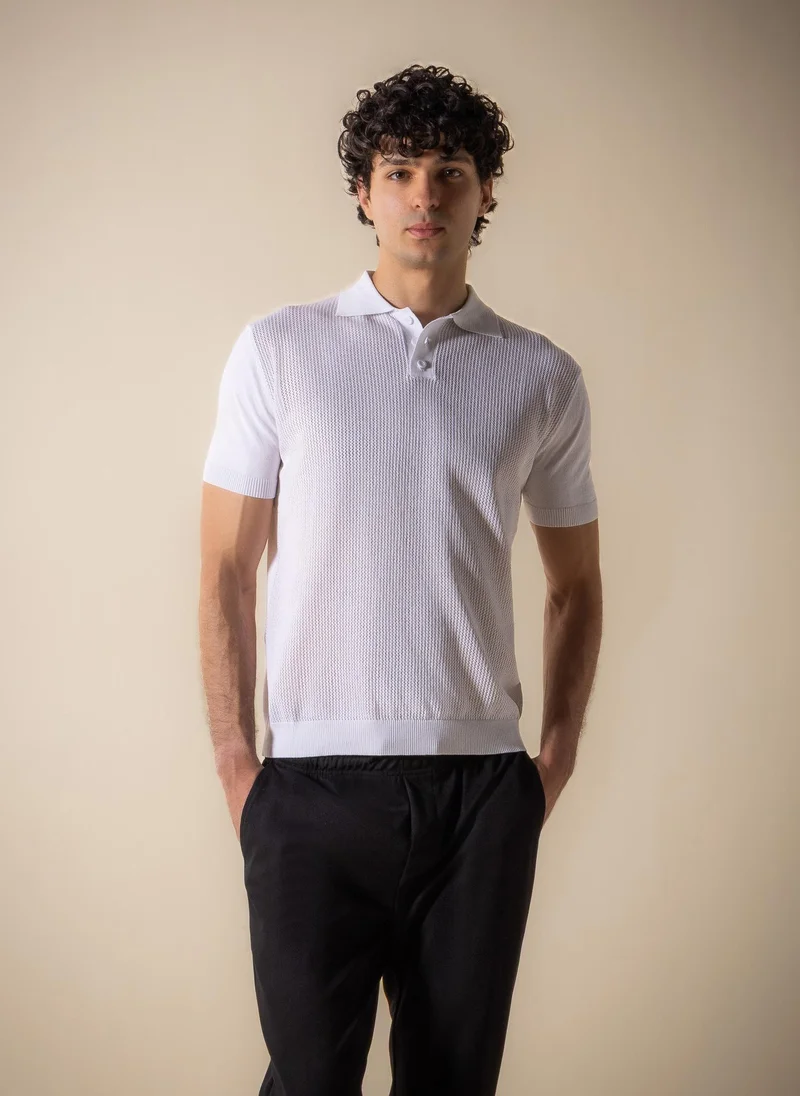 SHAPES KNITTED SLIM POLO SHIRT
