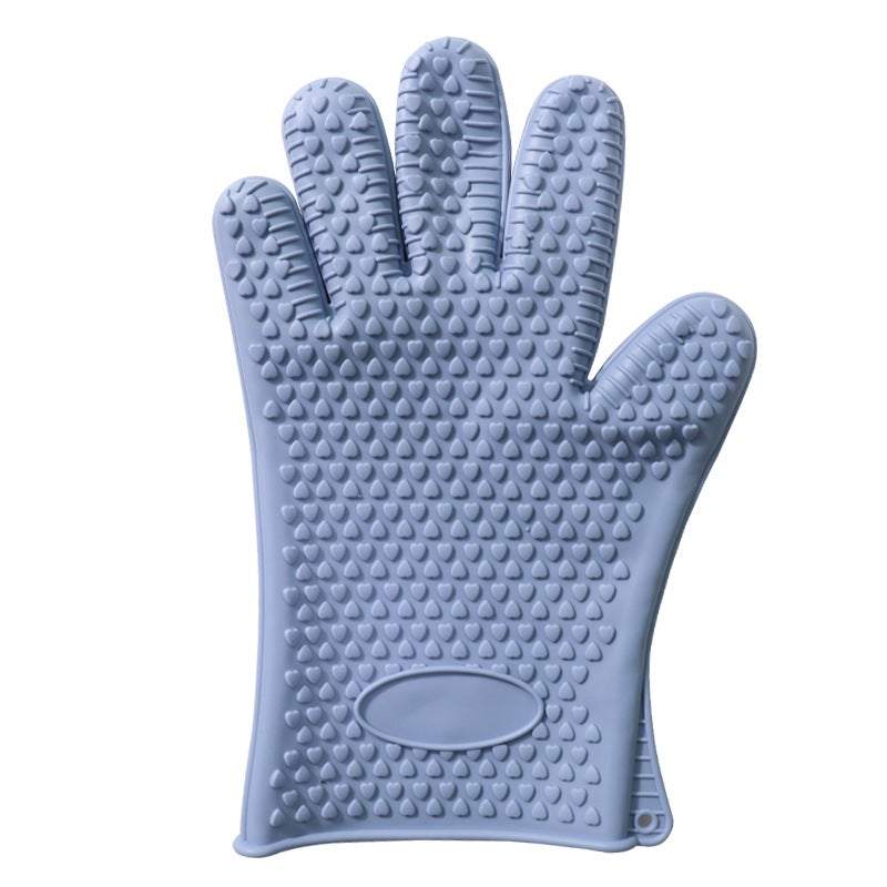 Silicone Oven Mitts Heat Resistant Baking Gloves Blue Blue