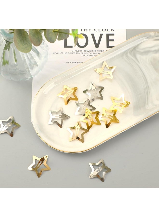 JUNEBRUSHS Star Hair Clips, 30 PCS Silver and Golden Star Hair Accessories Metal Non Slip Hair Barrettes for Girls Women, 1.18 Inches - Image 3