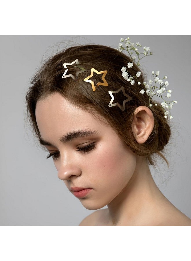 JUNEBRUSHS Star Hair Clips, 30 PCS Silver and Golden Star Hair Accessories Metal Non Slip Hair Barrettes for Girls Women, 1.18 Inches - Image 5