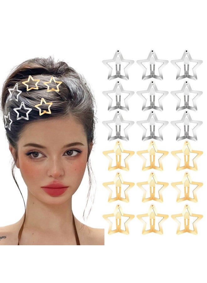 JUNEBRUSHS Star Hair Clips, 30 PCS Silver and Golden Star Hair Accessories Metal Non Slip Hair Barrettes for Girls Women, 1.18 Inches - Image 1