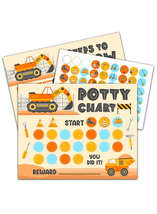 Foosproea Construction Potty Training Reward Chart with Stickers, Dump Truck Themed Behavior Chart for Kids, Toilet Training Chart for Boys Girls (08) - Image 1