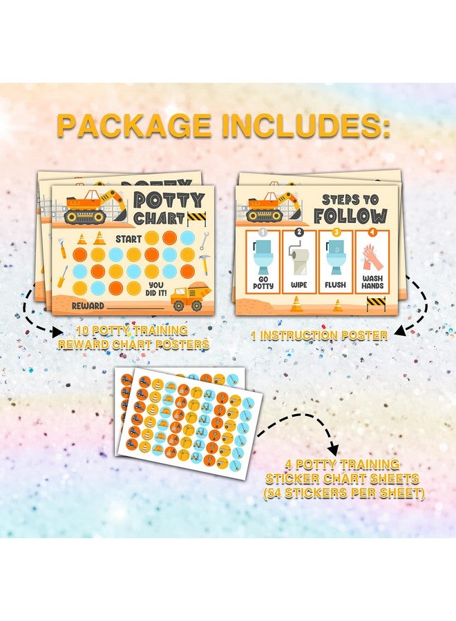 Foosproea Construction Potty Training Reward Chart with Stickers, Dump Truck Themed Behavior Chart for Kids, Toilet Training Chart for Boys Girls (08) - Image 2