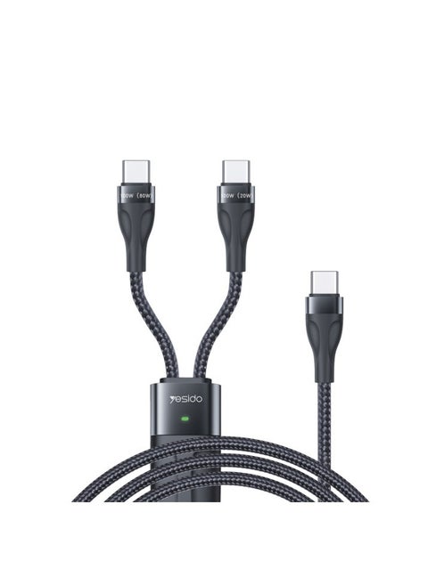 CA88 Max 100W Super fast charging 2 in 1 Type-C to USB C data cable for laptop tablet mobile phone