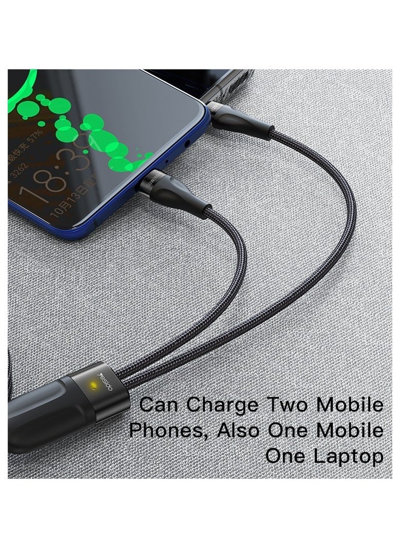 CA88 Max 100W Super fast charging 2 in 1 Type-C to USB C data cable for laptop tablet mobile phone