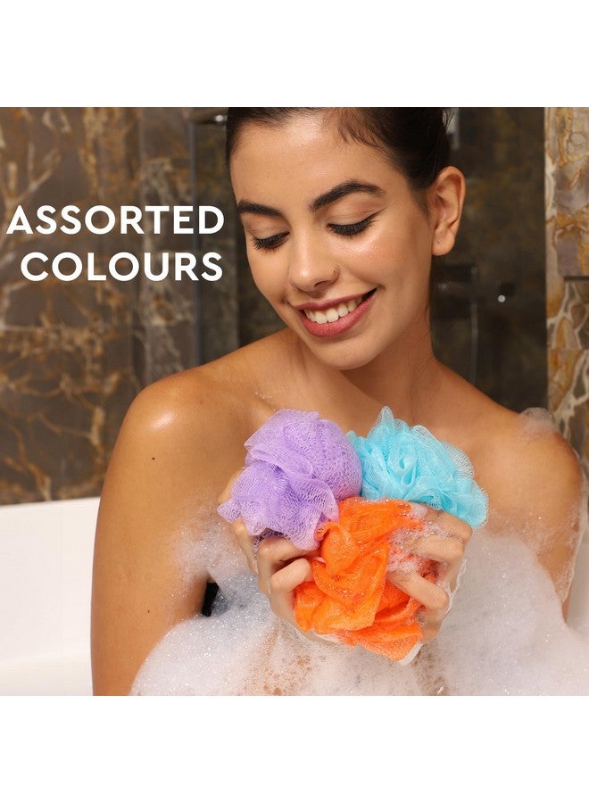GUBB Exfoliating Loofah For Bathing | Bath Shower Loofah Sponge Scrubber | Perfect Loofah For Women And Men | Skin-Friendly Gentle Exfoliator | Loufa/Luffa/Poof/Pouf | Pack Of 3 (Multiple Colours) - Image 2