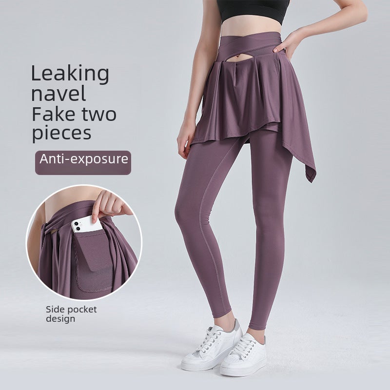 Generic 2024 Spring Yoga Fitness Tights Quick-Dry Skirt Pants Women Pink  - Image 2