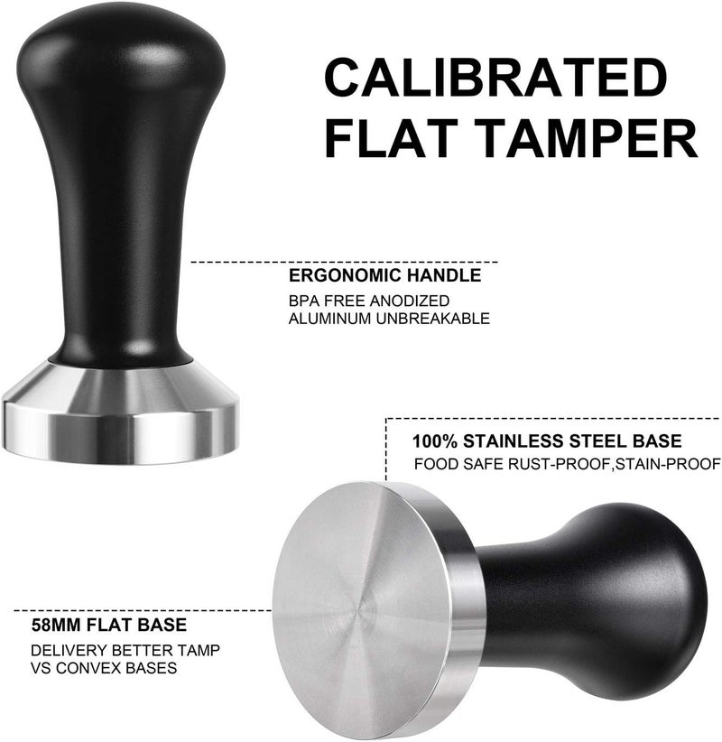 SANTOW 58mm Espresso Tamper, Barista Coffee Tamper with Flat Stainless Steel Base – Professional Espresso Hand Tamper - Image 1