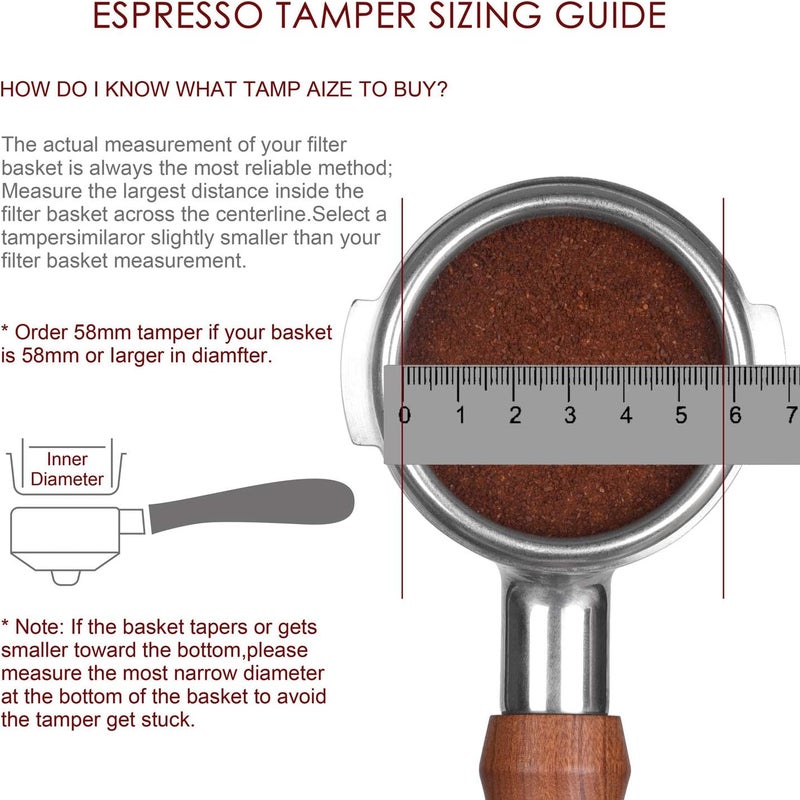 SANTOW 58mm Espresso Tamper, Barista Coffee Tamper with Flat Stainless Steel Base – Professional Espresso Hand Tamper - Image 4