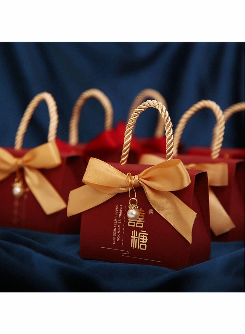 Zikra Chinese Wedding Candy Box, 20 Pcs Candy Box Biscuit Gift Box Romantic Wedding Gift, Wedding Bride Supplies Box, Baby Full Moon Candy Box Knot Wedding Box Gift Box With Ribbon - Image 1