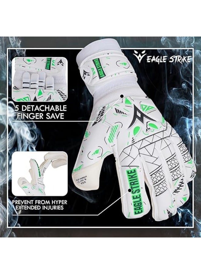 Eagle Strike Soccer Goalie Gloves - Fingers Protection, Sizes 5 to 11, 4mm German Giga Latex Pro-Level Gloves - Image 2