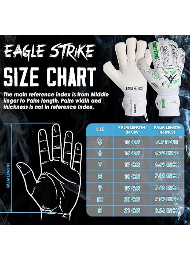 Eagle Strike Soccer Goalie Gloves - Fingers Protection, Sizes 5 to 11, 4mm German Giga Latex Pro-Level Gloves - Image 4