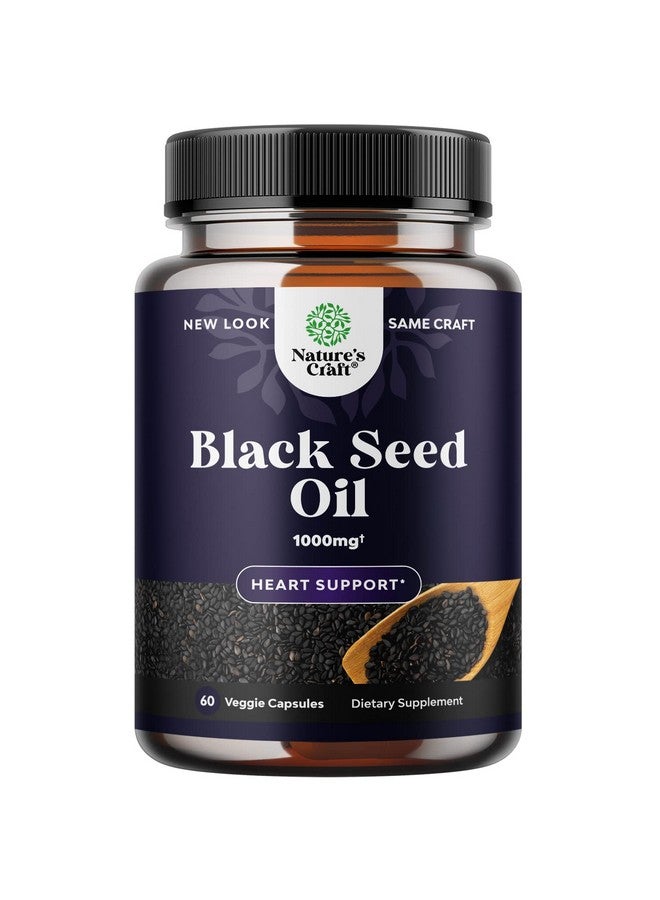 Natures Craft كبسولات زيت الحبة السوداء النباتية المعصورة على البارد من نيجلا سativa زيت بذور الكمون الأسود مع أوميغا 3 6 9 مضادات الأكسدة وثيموكينون لنمو الشعر ودعم المناعة وصحة المفاصل والهضم - Image 1
