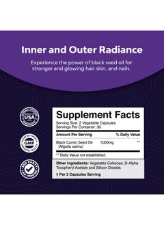 Natures Craft Vegan Black Seed Oil Capsules Cold Pressed Nigella Sativa Black Cumin Seed Oil Capsules With Omega 3 6 9 Antioxidants And Thymoquinone For Hair Growth Immune Support Joint Health And Digestion  - Image 4