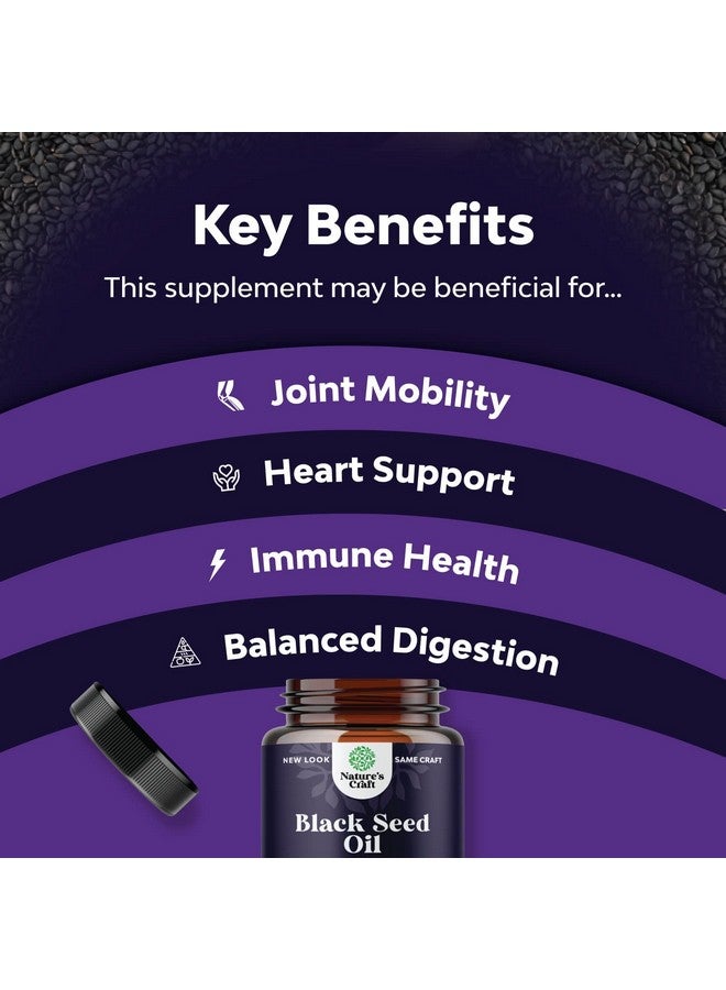 Natures Craft كبسولات زيت الحبة السوداء النباتية المعصورة على البارد من نيجلا سativa زيت بذور الكمون الأسود مع أوميغا 3 6 9 مضادات الأكسدة وثيموكينون لنمو الشعر ودعم المناعة وصحة المفاصل والهضم - Image 5