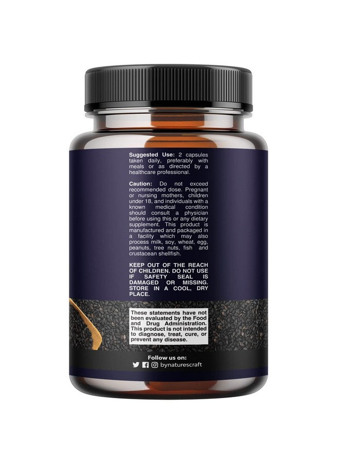 Natures Craft كبسولات زيت الحبة السوداء النباتية المعصورة على البارد من نيجلا سativa زيت بذور الكمون الأسود مع أوميغا 3 6 9 مضادات الأكسدة وثيموكينون لنمو الشعر ودعم المناعة وصحة المفاصل والهضم - Image 3