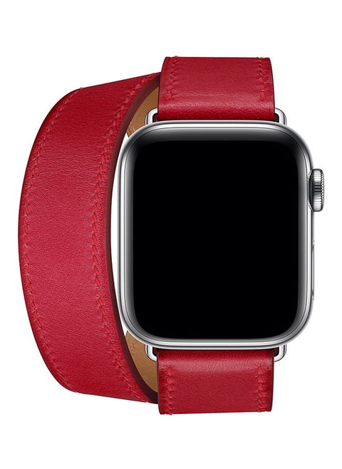 Double Loop Leather Wrist Strap Watchband for Apple Watch Series 3/ 2/ 1 Red