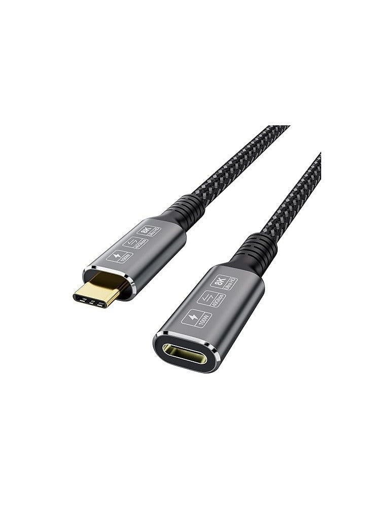 كابل تمديد USB4 بطول 0.8 متر – من نوع USB-C ذكر إلى أنثى – يدعم دقة 8K وشحن سريع 100 واط ونقل بيانات بسرعة 40 جيجابت – متوافق مع ثاندربولت والأجهزة الخارجية