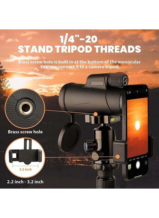 Qisebin 12X50 Monoculars For Adults High Power Monocular Telescope With Smartphone Holder & Tripod For Wildlife Bird Watching Hunting Camping Travel Secenery  - Image 5