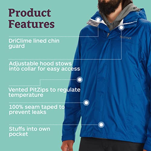 MARMOT Men's PreCip Eco Lightweight & Waterproof Rain Jacket, Blue Sapphire, Small - Image 4