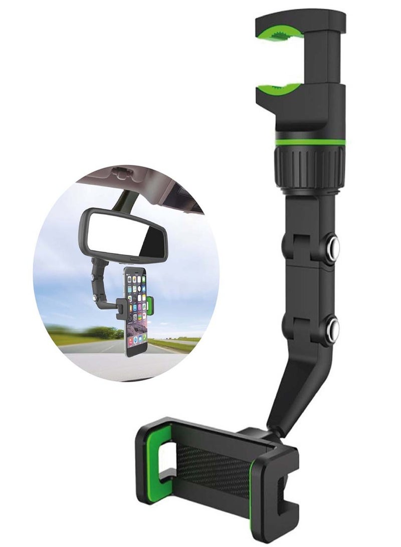 LOWHAT Car Mirror Phone Holder Mount, Multifunctional Pop Rearview Mirror Phone Holder Car Accessories 360° Car Rearview Mirror Mount Phone GPS Holder Cell Phone Stand for Car Desk - Image 1