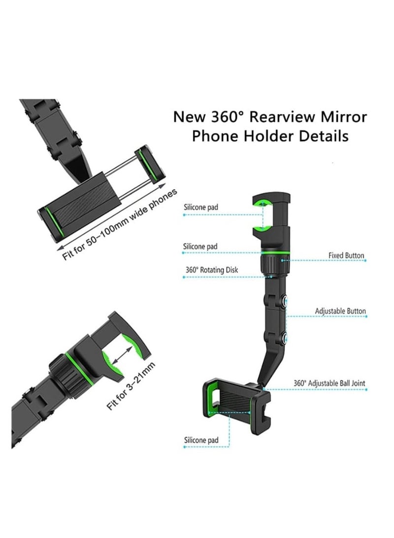 LOWHAT Car Mirror Phone Holder Mount, Multifunctional Pop Rearview Mirror Phone Holder Car Accessories 360° Car Rearview Mirror Mount Phone GPS Holder Cell Phone Stand for Car Desk - Image 3