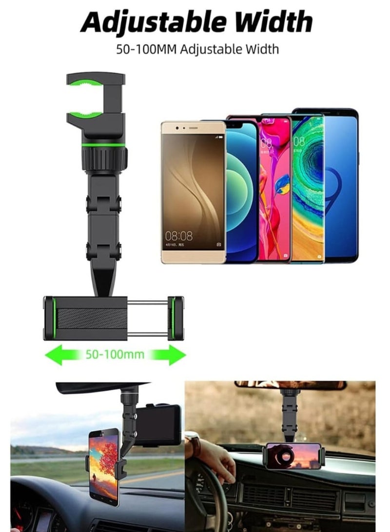 LOWHAT Car Mirror Phone Holder Mount, Multifunctional Pop Rearview Mirror Phone Holder Car Accessories 360° Car Rearview Mirror Mount Phone GPS Holder Cell Phone Stand for Car Desk - Image 4