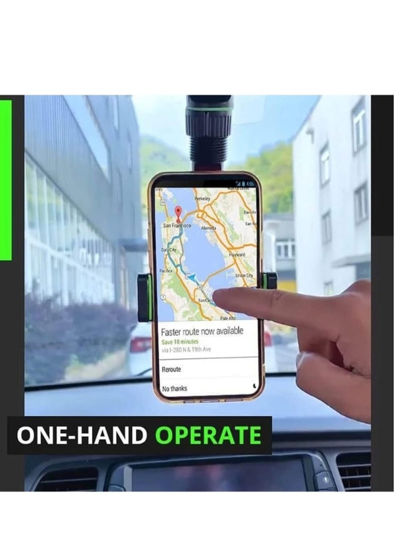 LOWHAT Car Mirror Phone Holder Mount, Multifunctional Pop Rearview Mirror Phone Holder Car Accessories 360° Car Rearview Mirror Mount Phone GPS Holder Cell Phone Stand for Car Desk - Image 5