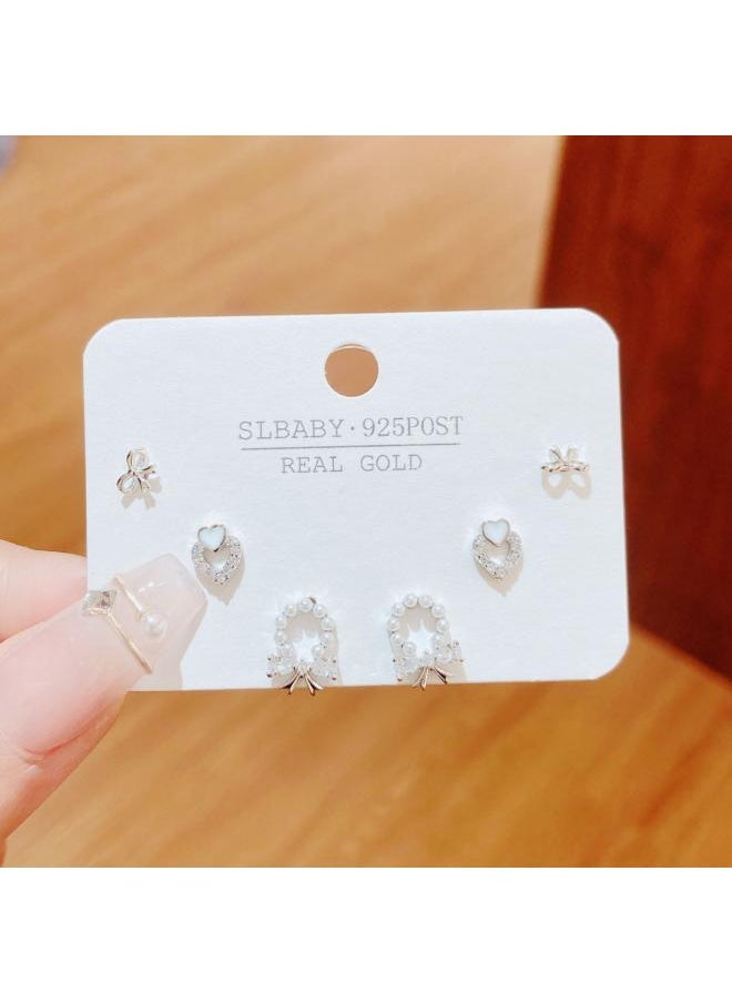 Generic - New Butterfly Stud Earrings Suit Silver Pin Earrings Simple One Wednesday To South Korea High-grade Sterling Silver Earrings For Women - Image 1