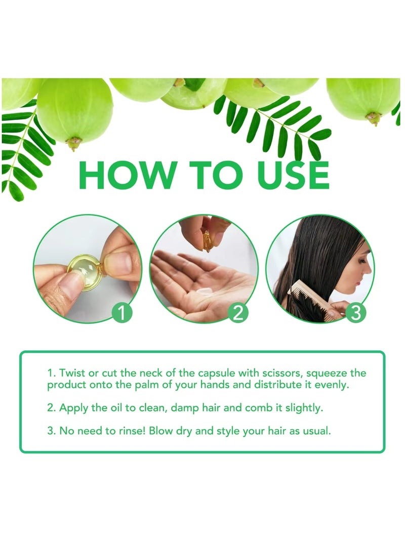 ALIVER 40 Pcs Amla Hair Repair Oil Capsules Organic Amla Oil with Keratin & Multivitamins Amla Hair Repair Oil Shines Nourishing Repair Dry & Damaged Hair Treatment Leave-In Serum - Image 5