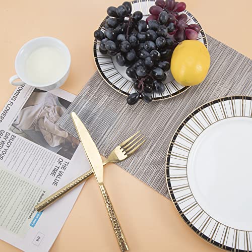 SLKQG Sliver Placemats Set of 4 - Easy Clean Modern Durable Washable Vinyl Place Mats - Heat Resistant Placemats for Kitchen Table - PVC Table Mats for Dining Table (Sliver, 4) - Image 5