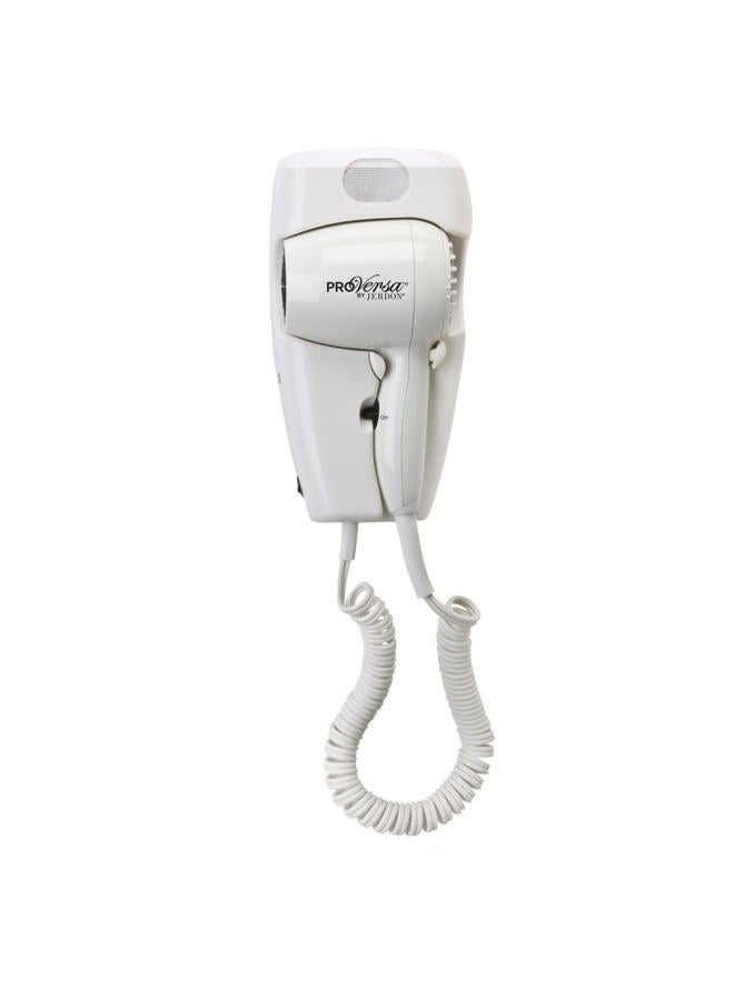 Jerdon Wall-Mount Hair Dryer - Direct Wire Hotel Style Wall Mounted Hair Dryer - White - JWM8CD - Image 1