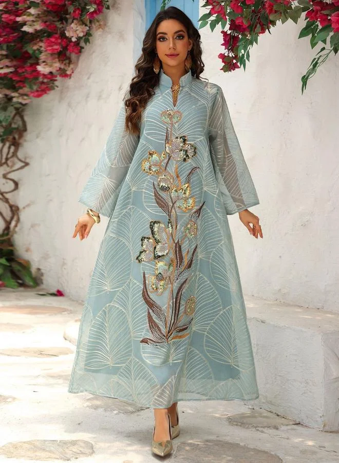 تايك تو جلابية نسيج بارز مزينة بالترتر