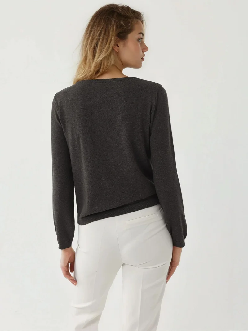 HICCUP Viscose Blend Crew Neck Basic Sweater