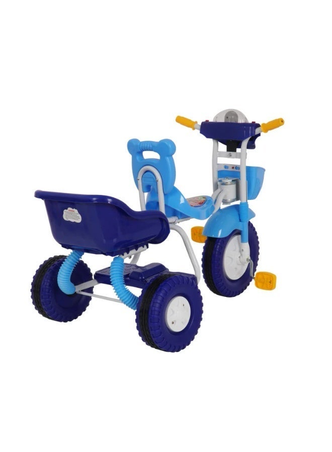 Double-Seat Plastic Tricycle Blue - Image 4