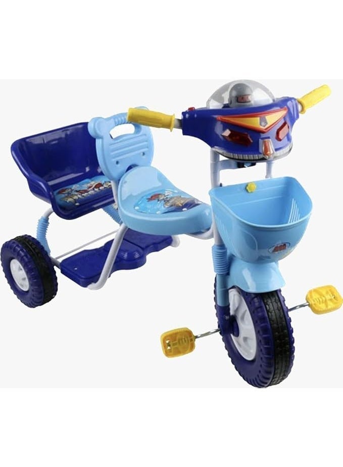 Double-Seat Plastic Tricycle Blue - Image 1