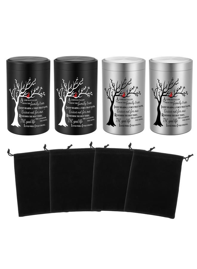 SOITIS Set of 4 Small Urns for Human Ashes Keepsake, 3.54 Inches Stainless Steel Mini Urns for Ashes, Cremation Urns for Women Men, Funeral Keepsake Burial Holder - Image 1