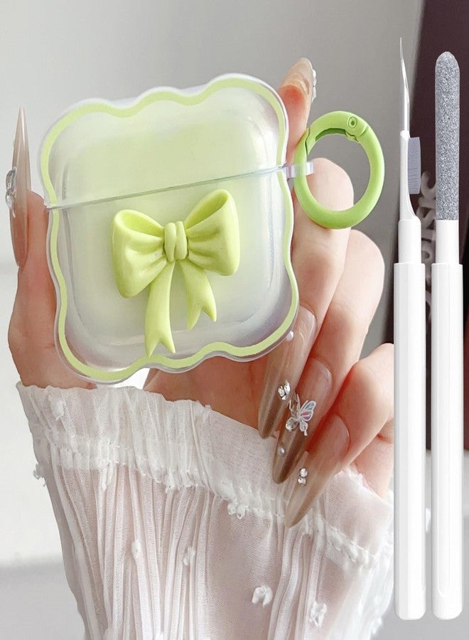 OTOPO Cute AirPods Pro Clear Case, Girly 3D Bow Design Soft TPU Protective Shockproof Kawaii Cover with Cleaner Pen & Keychain for 2nd/1st Generation - Image 1