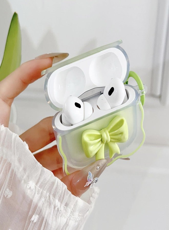 OTOPO Cute AirPods Pro Clear Case, Girly 3D Bow Design Soft TPU Protective Shockproof Kawaii Cover with Cleaner Pen & Keychain for 2nd/1st Generation - Image 2